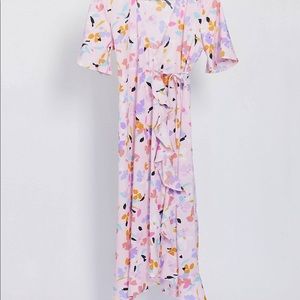 Pink Vintage style wrap dress in floral print